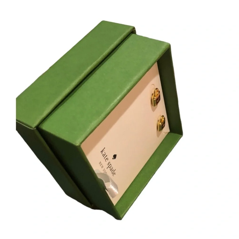 Kate Spade New York Gold Lock and Spade‎ Studs Earrings with box & dust bag new